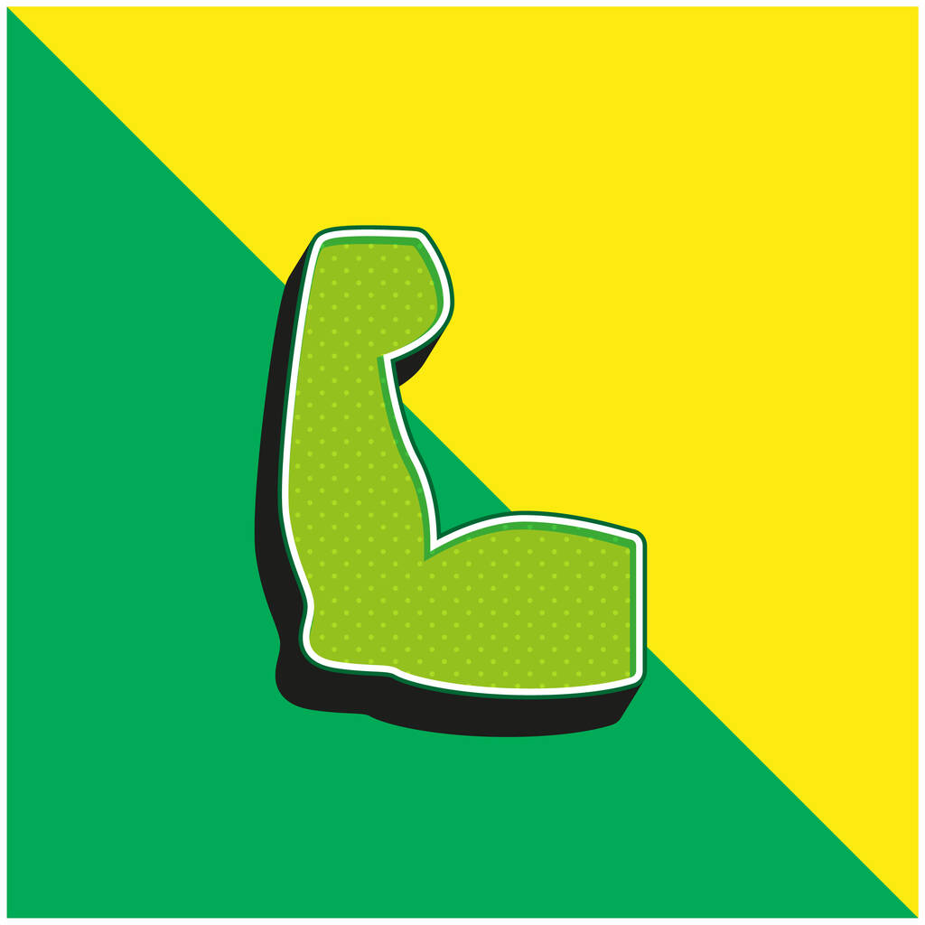 Бицепсы Зеленый и желтый современный 3D логотип векторной иконки - Вектор,изображение