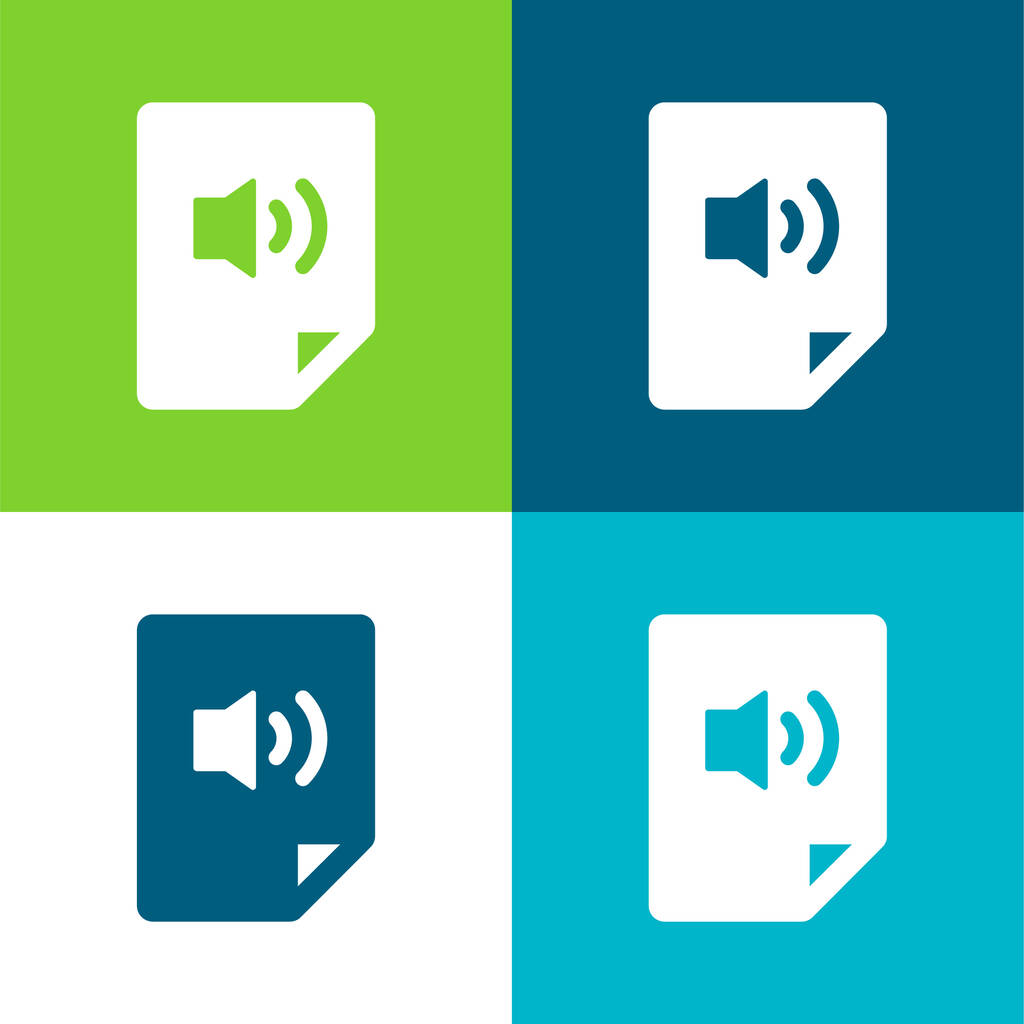 Arquivo de áudio Conjunto de ícones mínimos de quatro cores plano - Vetor, Imagem