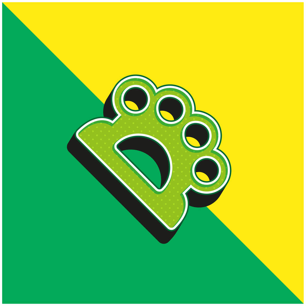 Messing Knuckles Groen en geel modern 3D vector icoon logo - Vector, afbeelding