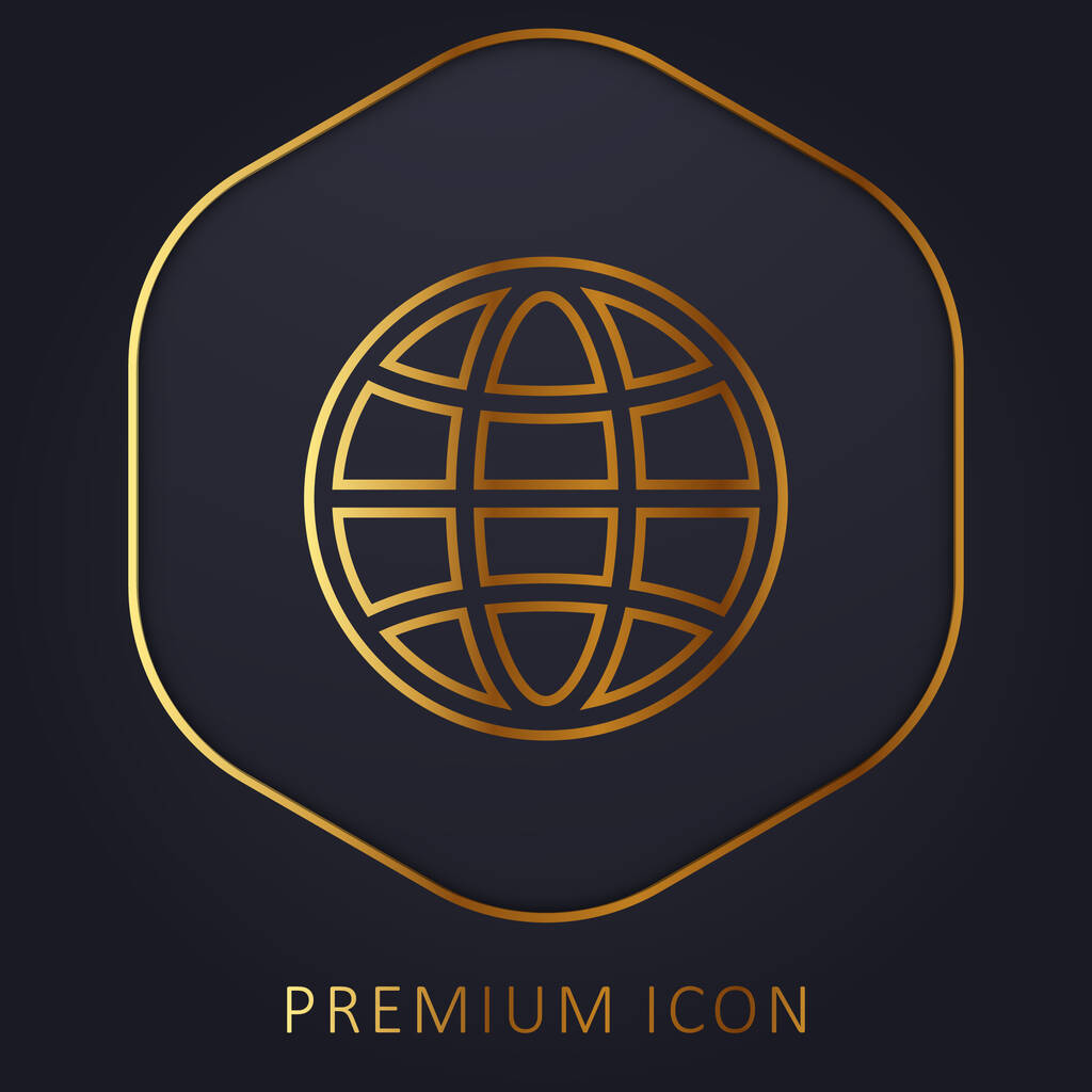 Big Globe ligne d'or logo premium ou icône - Vecteur, image