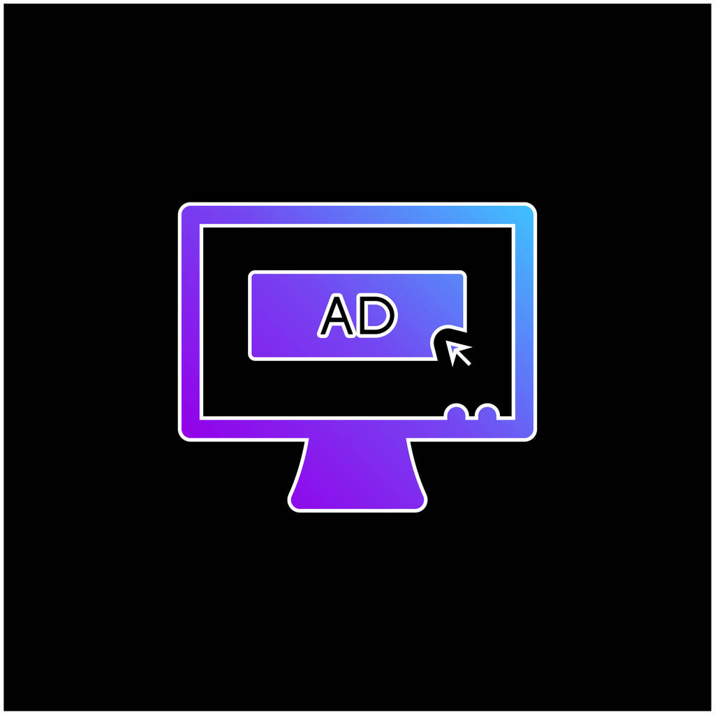 AD Media kék gradiens vektor ikon - Vektor, kép