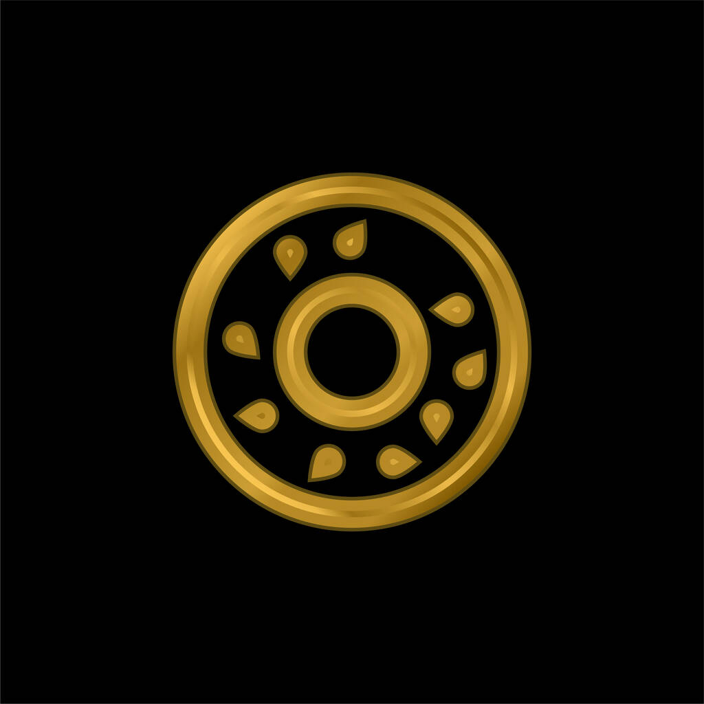 Bagel banhado a ouro ícone metálico ou vetor logotipo - Vetor, Imagem
