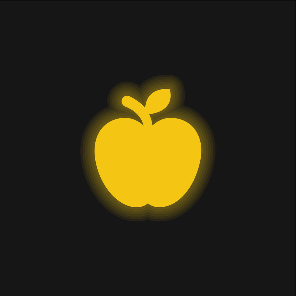 Apple Fruit yellow glowing neon icon - Vector, Image