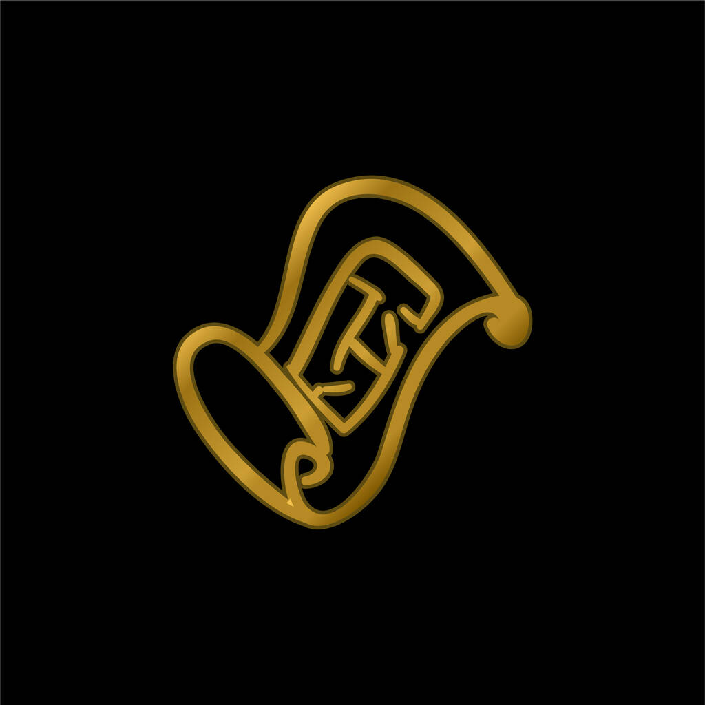 Інструмент для малювання рук з золотим покриттям металева піктограма або вектор логотипу
 - Вектор, зображення