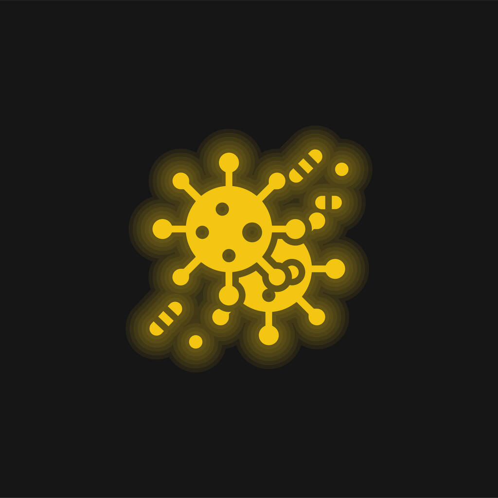 細菌黄色の輝くネオンアイコン - ベクター画像