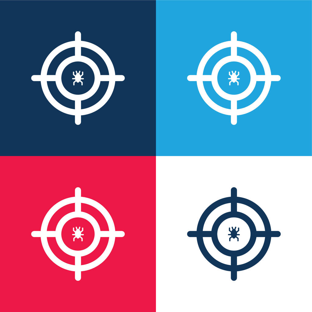 Antivirus niebieski i czerwony zestaw czterech kolorów minimalny zestaw ikon - Wektor, obraz