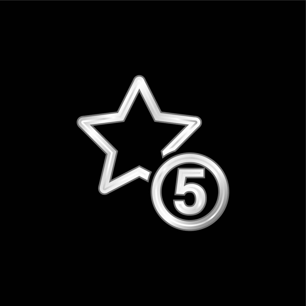 5 Sterne Sign versilbertes Metallic-Symbol - Vektor, Bild