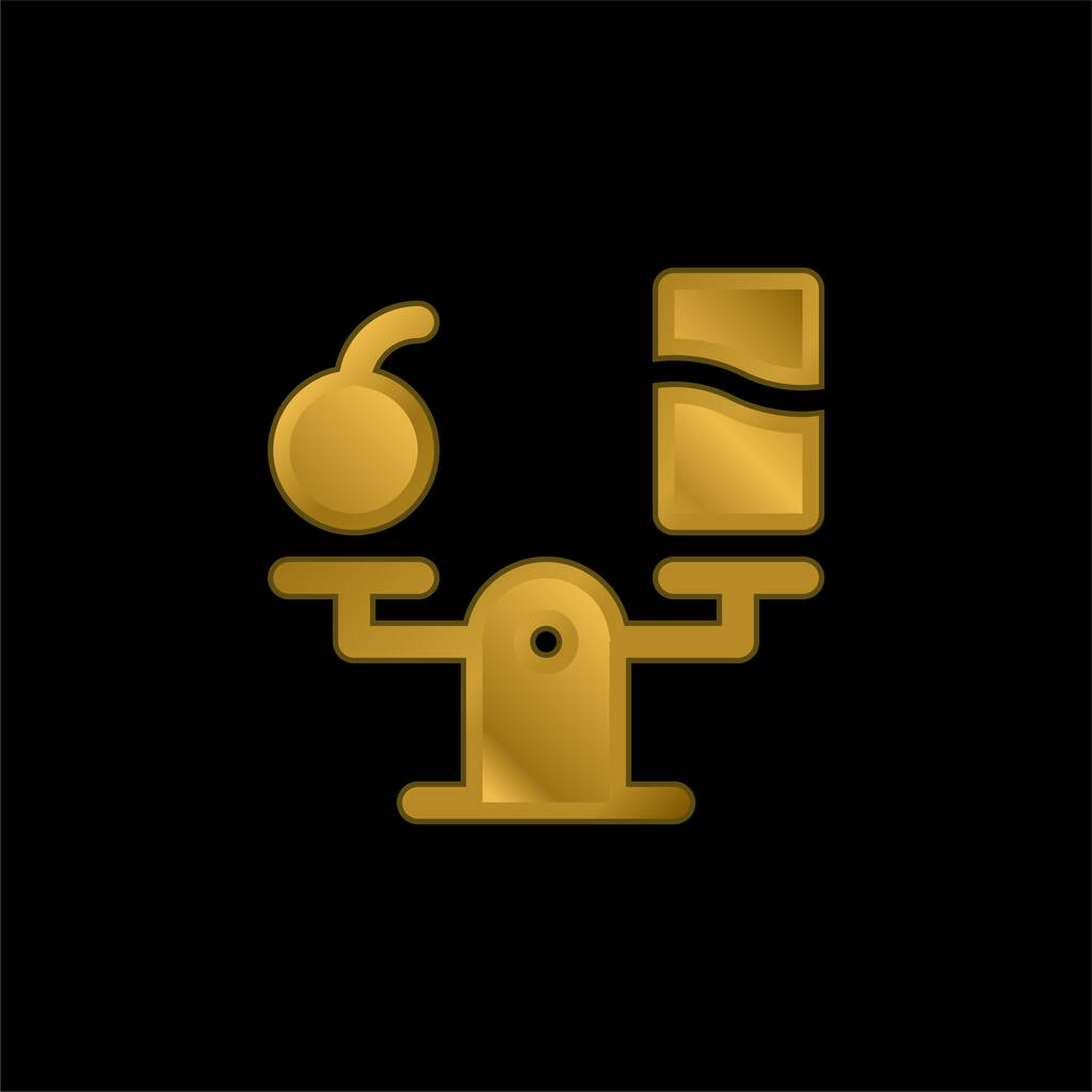 Balanced Diet gold plated metalic icon or logo vector - Vector, Image