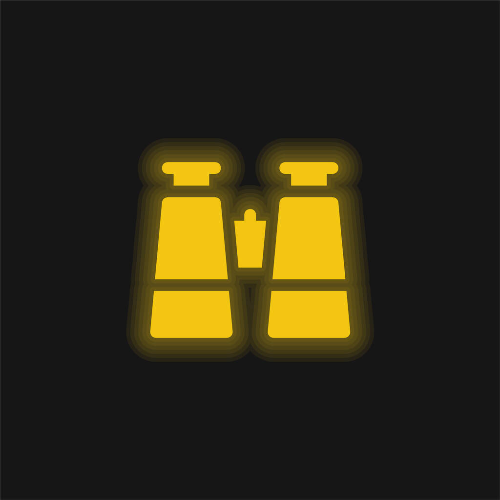 Binocolo giallo icona al neon incandescente - Vettoriali, immagini