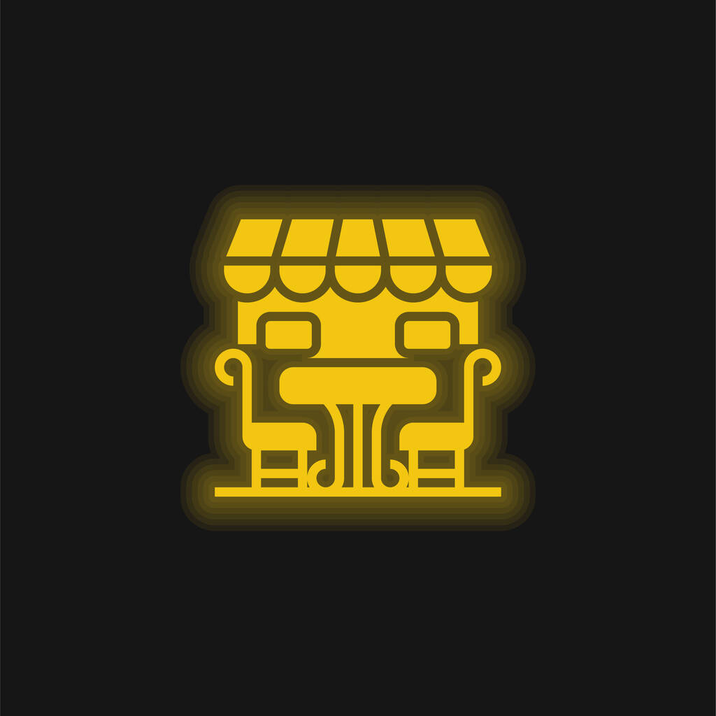 Bistro geel gloeiend neon icoon - Vector, afbeelding