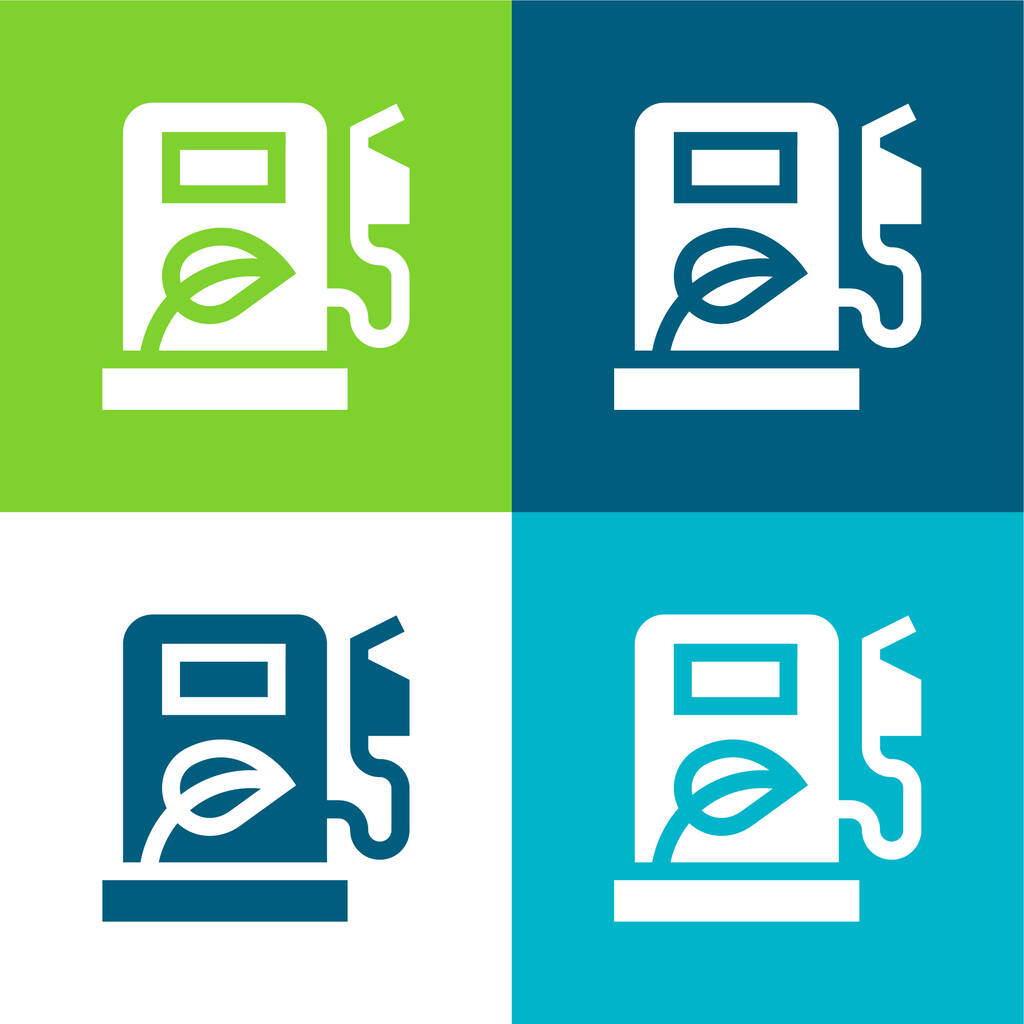 Biofuel Set icona minimale a quattro colori piatto - Vettoriali, immagini