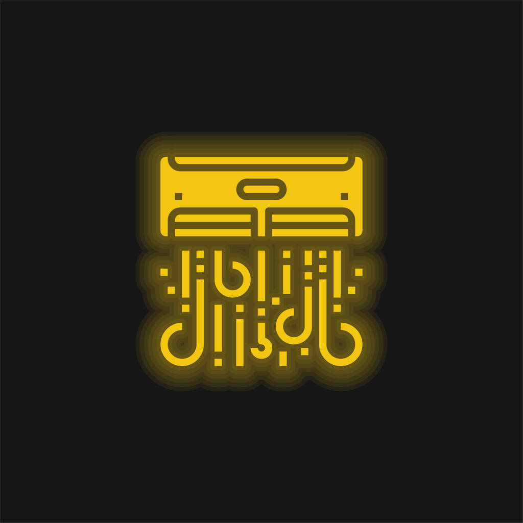 Klimatizace žlutá zářící neonová ikona - Vektor, obrázek