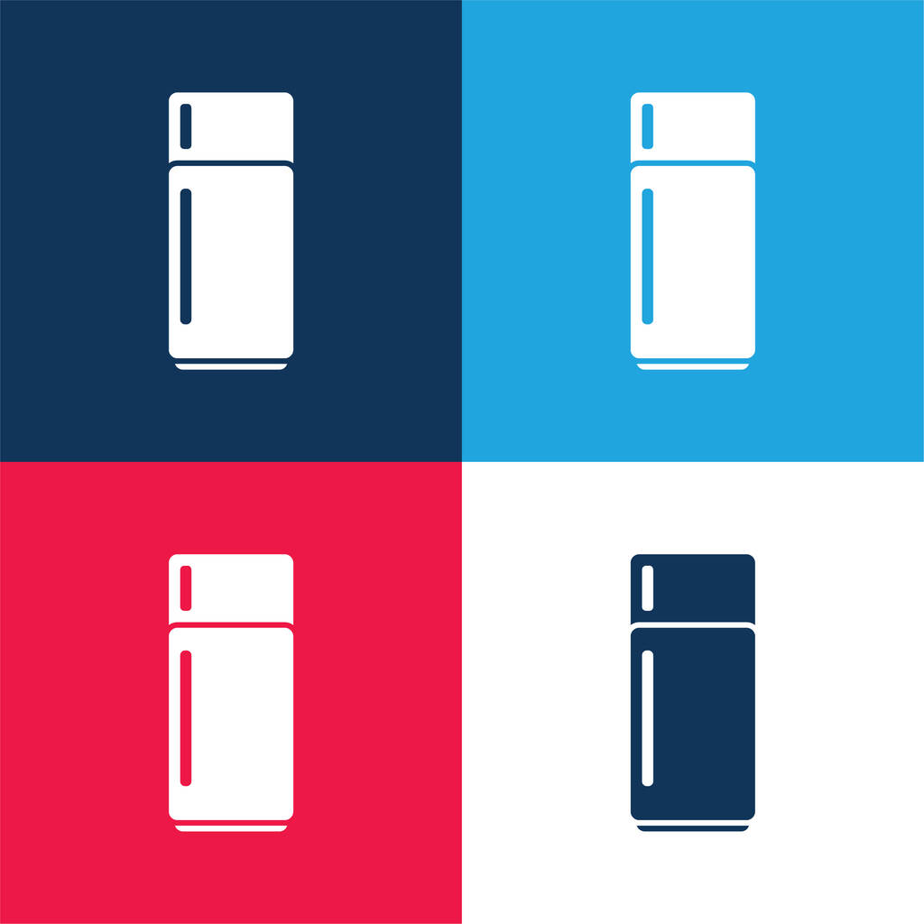 Grand réfrigérateur bleu et rouge quatre couleurs minimum icône ensemble - Vecteur, image