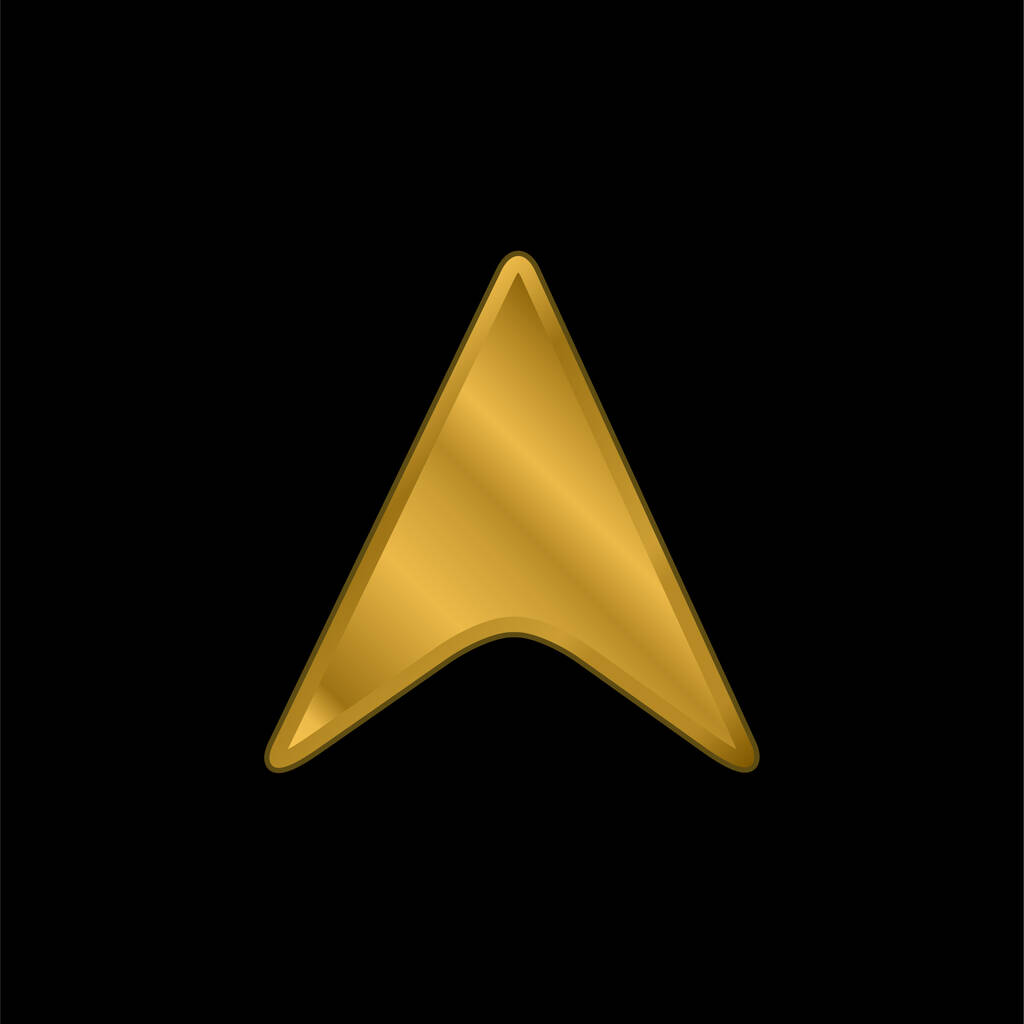Чорний наконечник, що вказує на золотий різьблений металевий символ або вектор логотипу. - Вектор, зображення