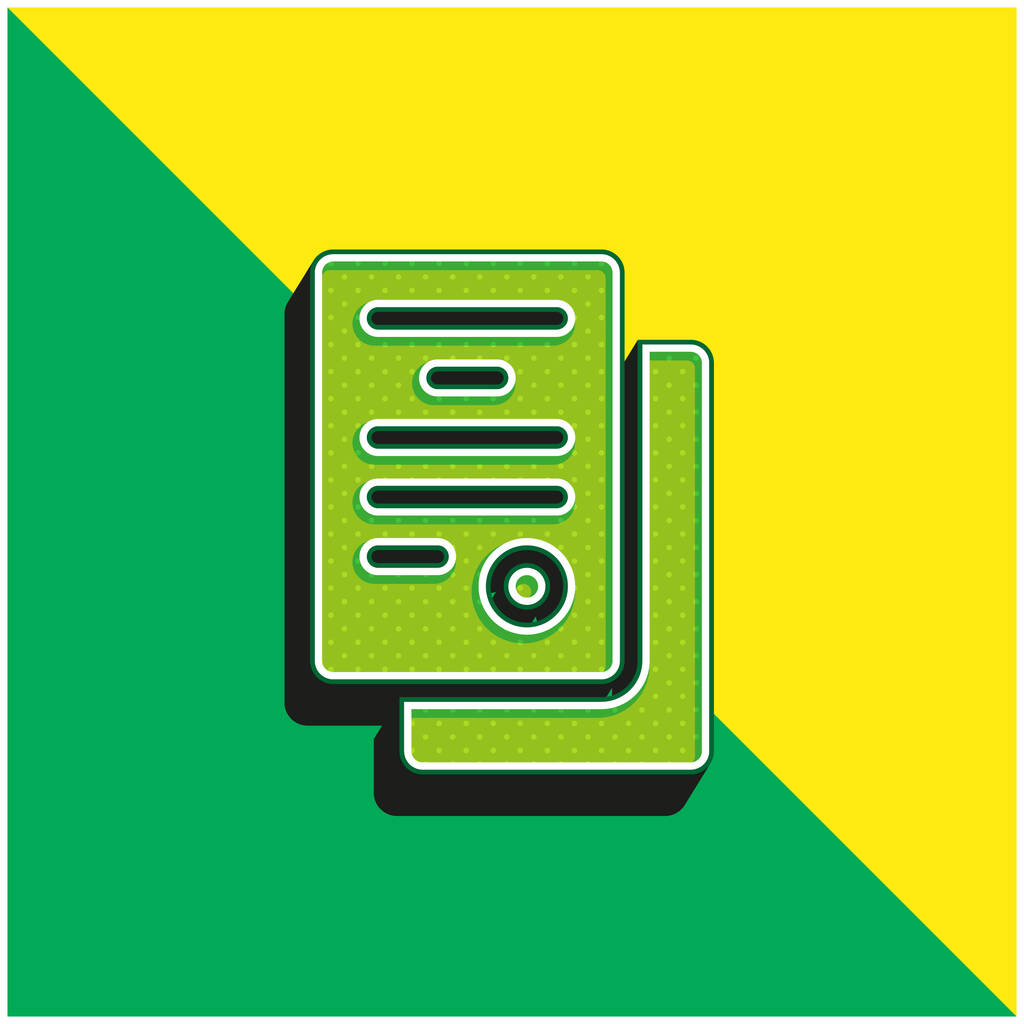 Acuerdo verde y amarillo moderno 3d vector icono logo - Vector, imagen