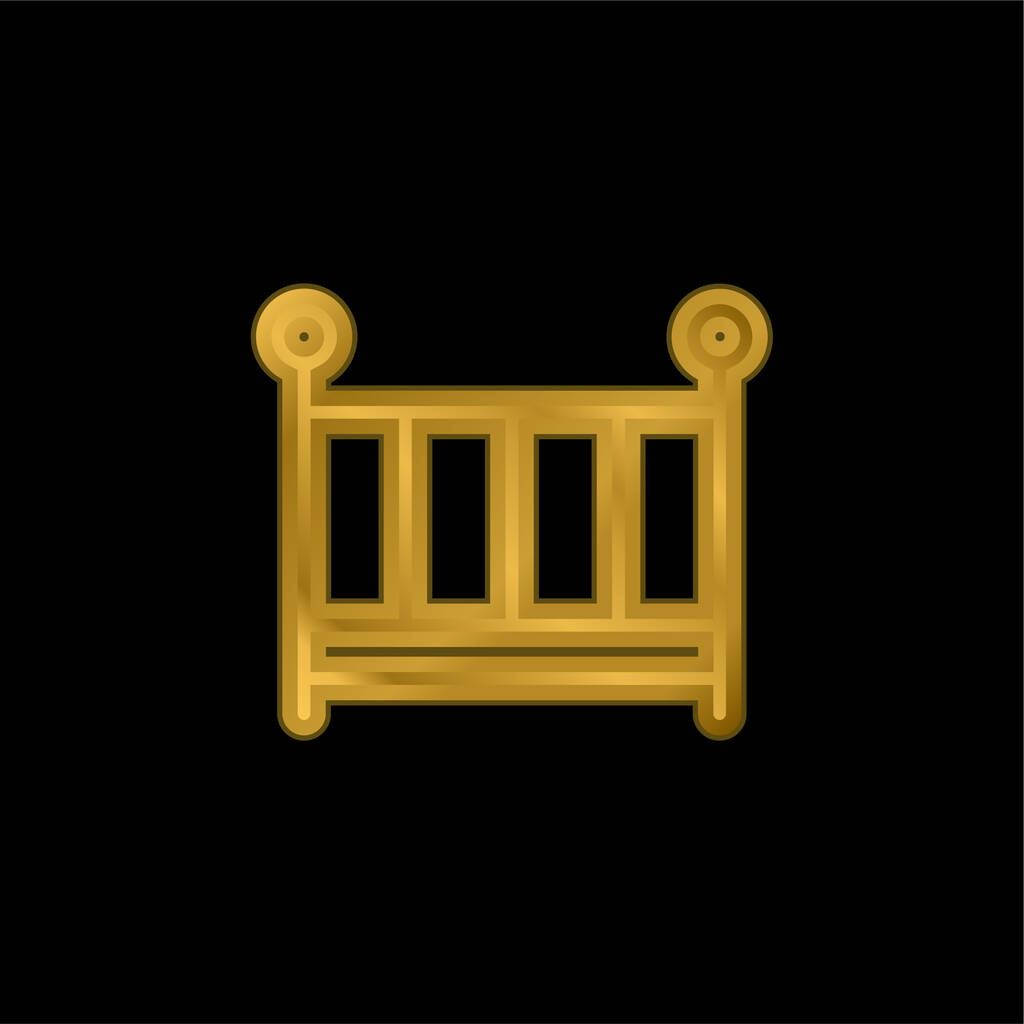 Baby Crib gold plated metalic icon or logo vector - Vector, Image