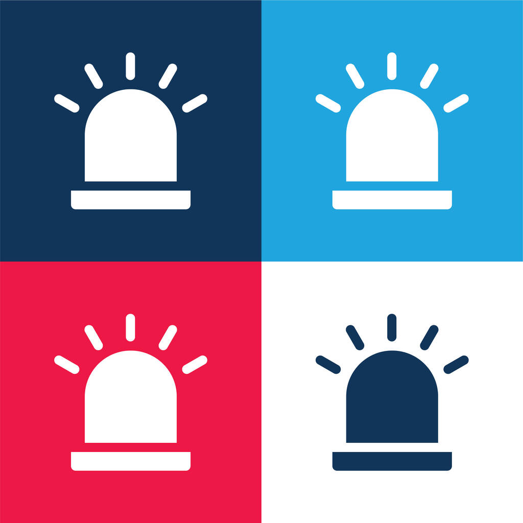 Alerta azul y rojo conjunto de iconos mínimo de cuatro colores - Vector, Imagen