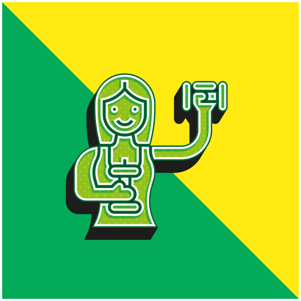 Aerobics Green and yellow modern 3d vector icon logo - Vector, Image