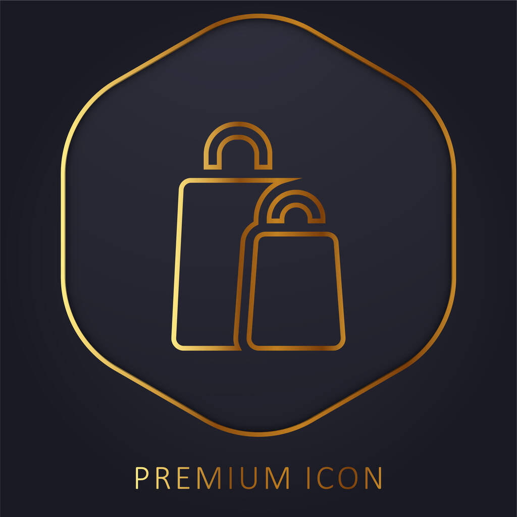 Bolsas línea de oro logotipo premium o icono - Vector, Imagen