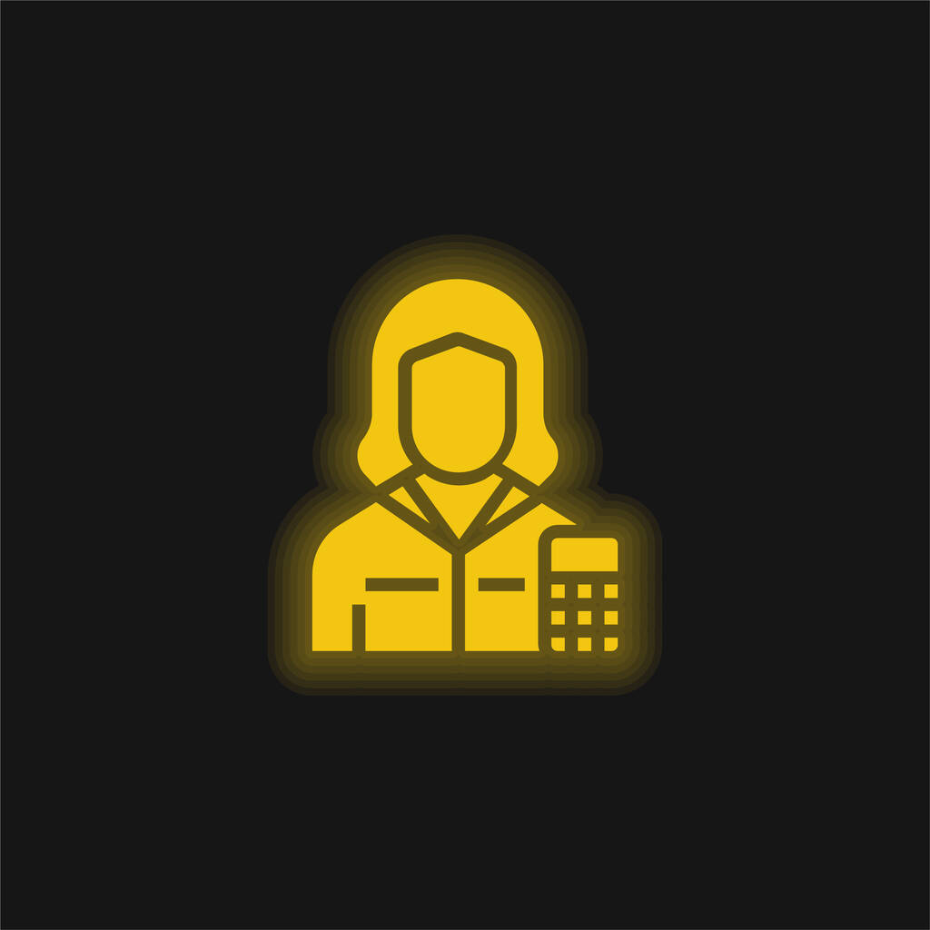 Účetní žlutá zářící neonová ikona - Vektor, obrázek