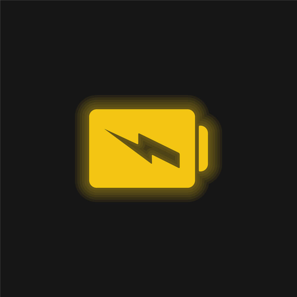Symbole chargé par batterie icône jaune néon brillant - Vecteur, image