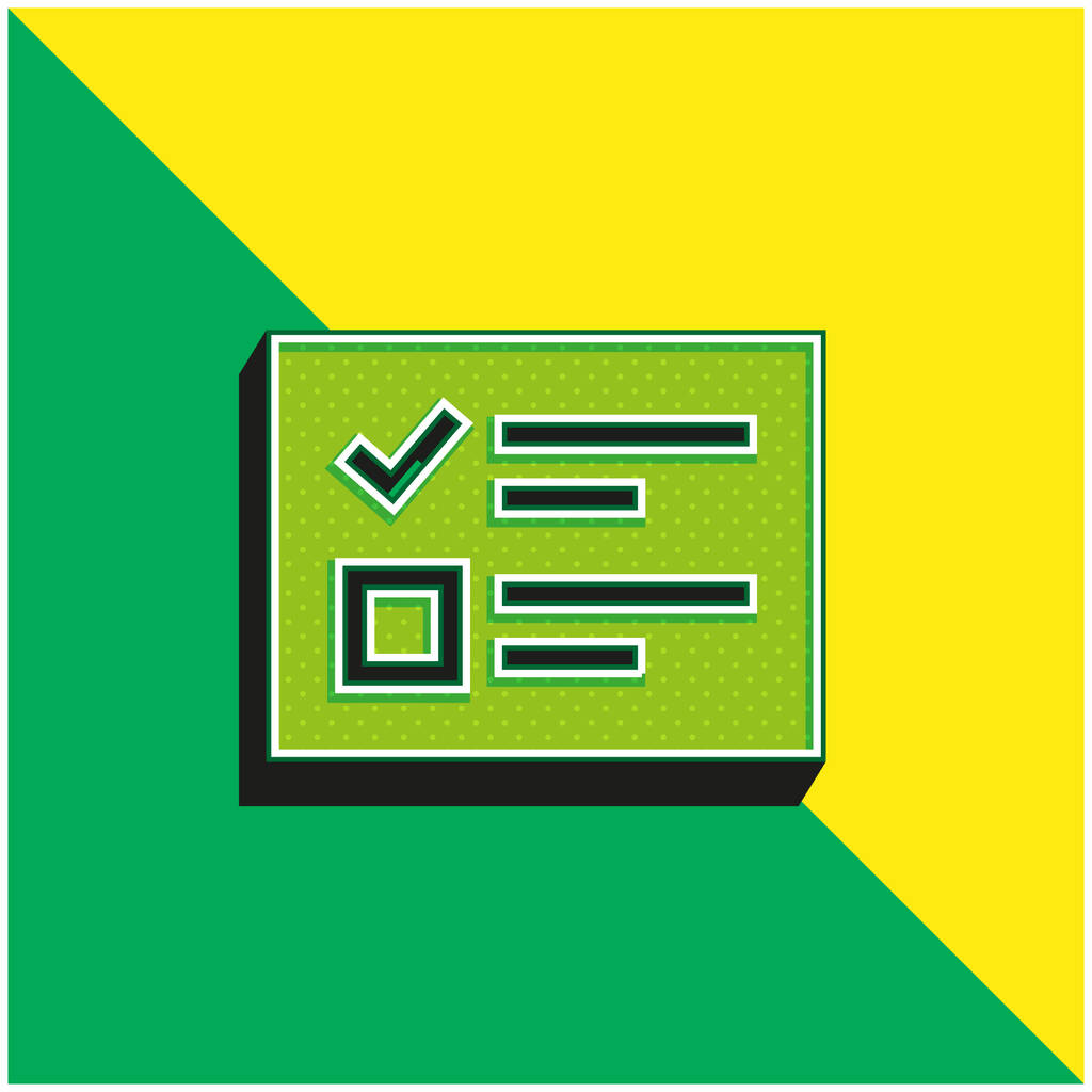 Ballot Vihreä ja keltainen moderni 3d vektori kuvake logo - Vektori, kuva