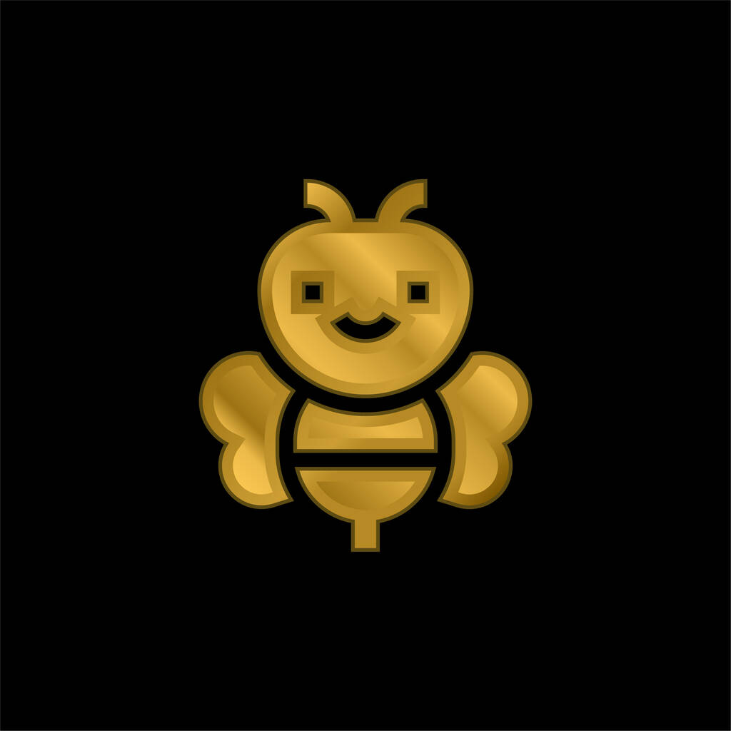 Пчелиный позолоченный металлический значок или вектор логотипа - Вектор,изображение