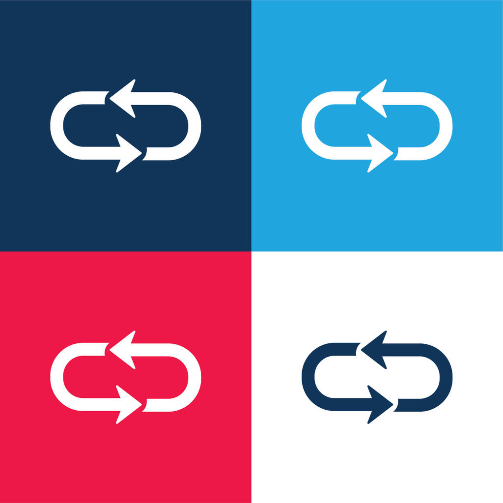 Arrow Loop azul y rojo conjunto de iconos mínimo de cuatro colores - Vector, Imagen