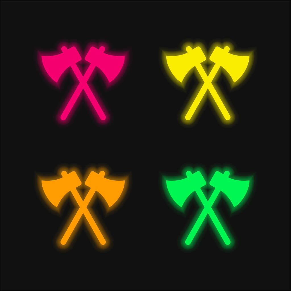 Ejes de cuatro colores brillante icono del vector de neón - Vector, imagen