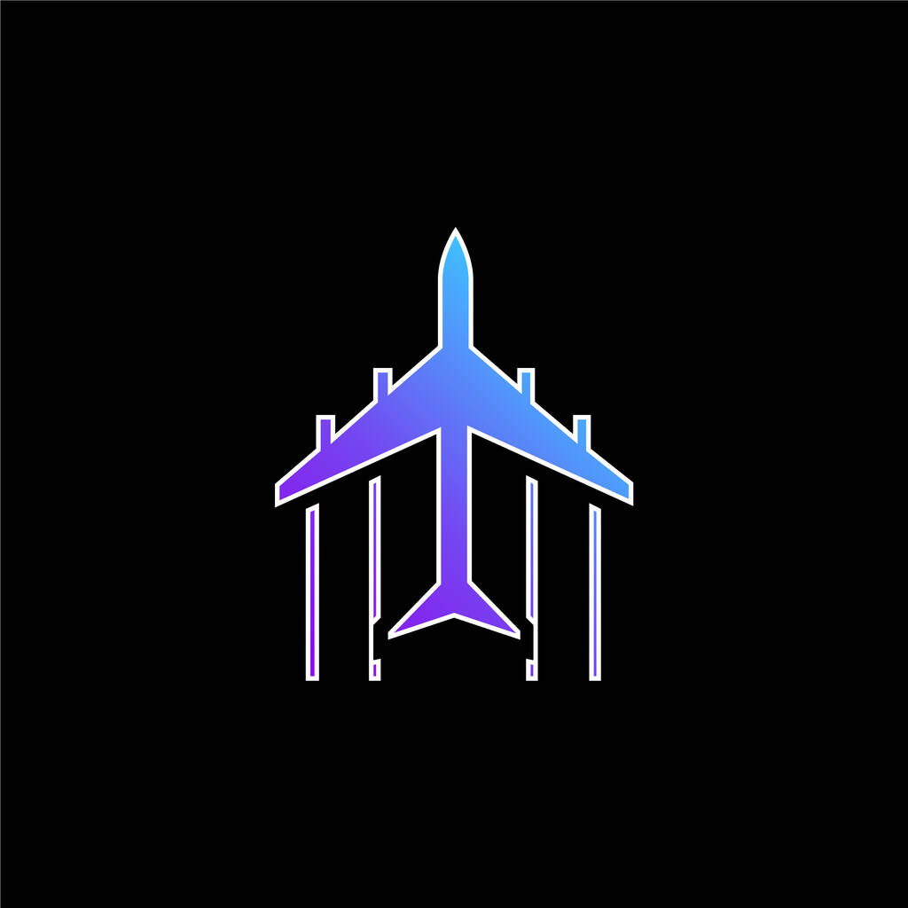 Vliegtuig vlucht wijzend omhoog blauwe gradiënt pictogram - Vector, afbeelding