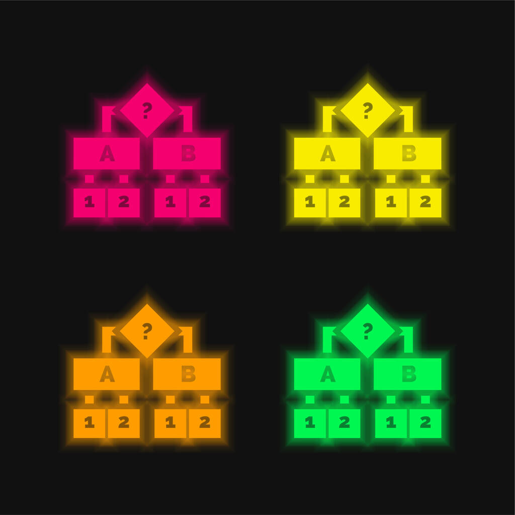 Algoritmo quattro colori incandescente icona vettoriale al neon - Vettoriali, immagini