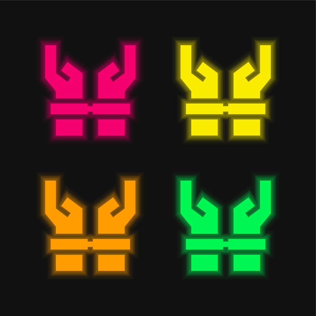 Vier farbig leuchtende Neon-Vektorsymbole verhaftet - Vektor, Bild