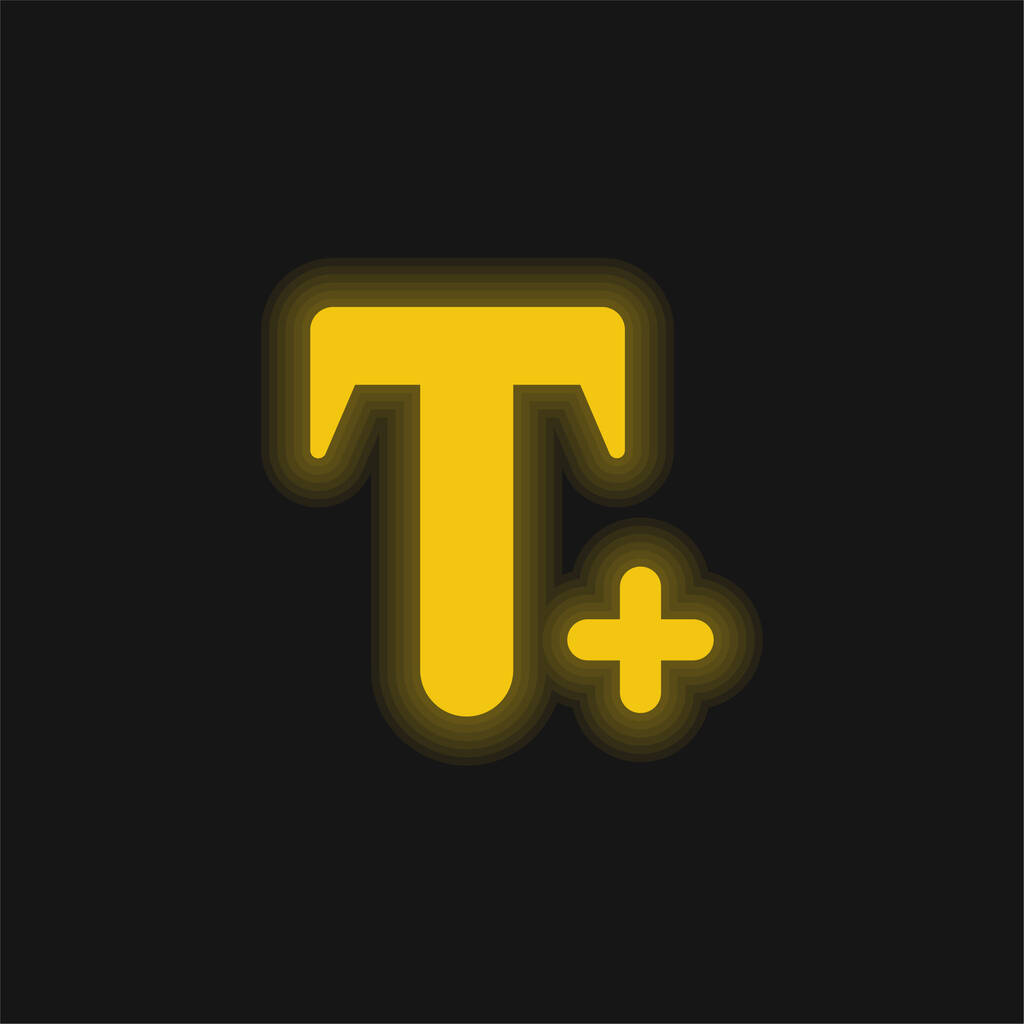 Tekst toevoegen geel gloeiende neon pictogram - Vector, afbeelding
