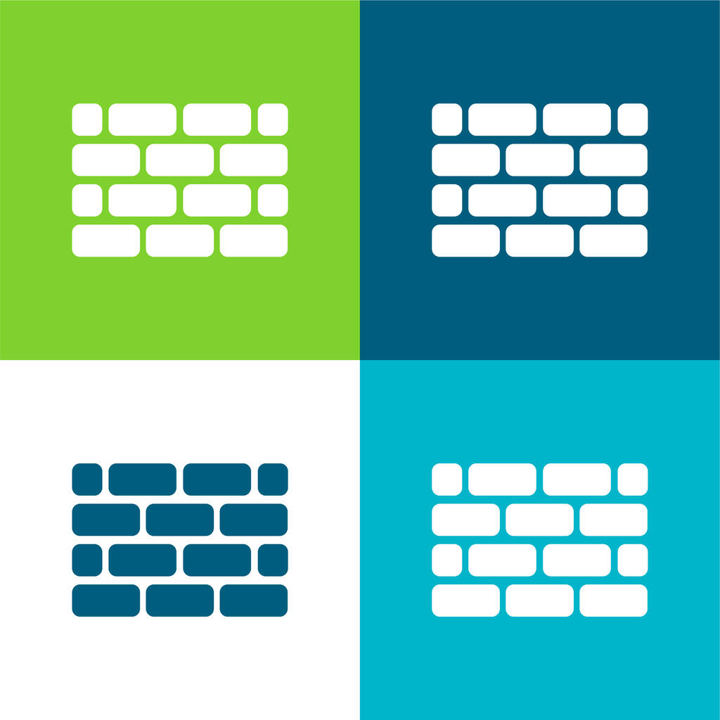 Brick Wall Flache vier Farben minimales Symbol-Set - Vektor, Bild