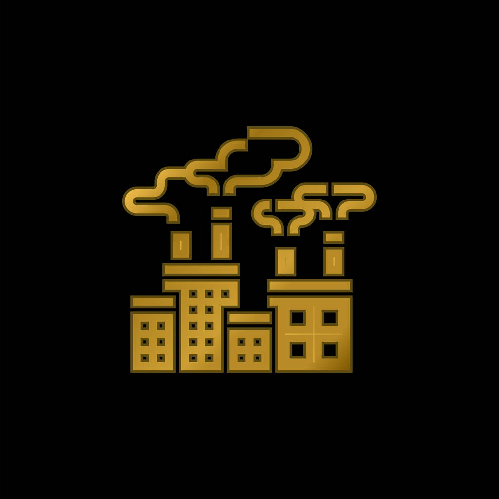 Contaminación del aire chapado en oro icono metálico o logo vector - Vector, imagen