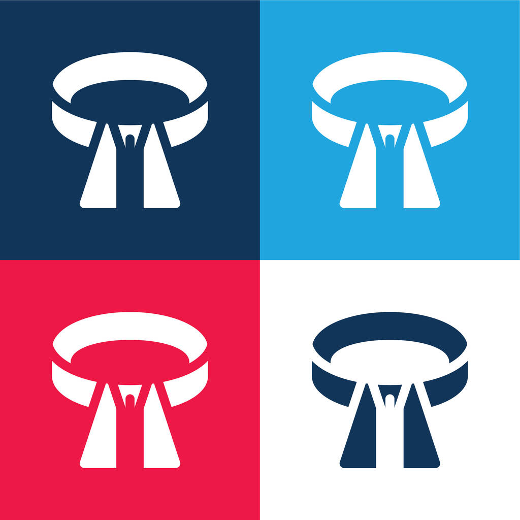 Cinturón azul y rojo conjunto de iconos mínimo de cuatro colores - Vector, Imagen