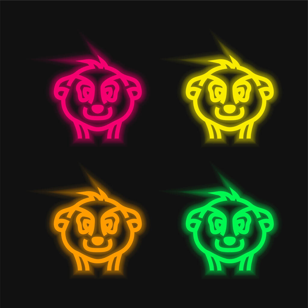 Animal Head ääriviivat neljä väriä hehkuva neon vektori kuvake - Vektori, kuva