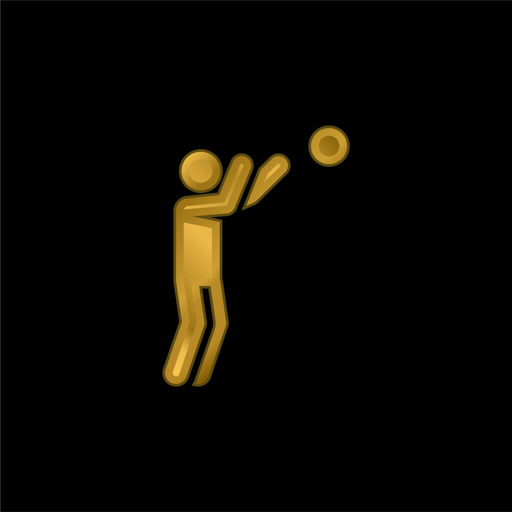 Basketball Player gold plated metalic icon or logo vector - Vector, Image