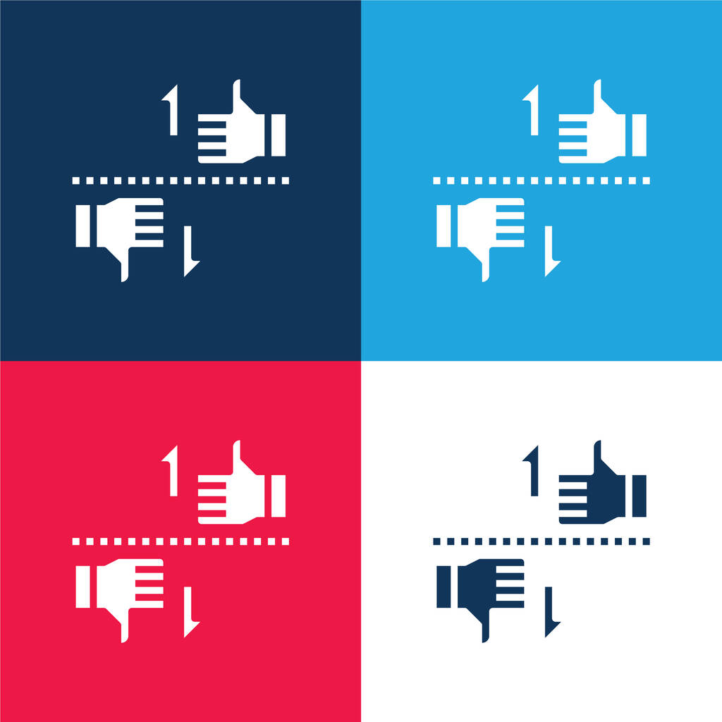 Benchmark niebieski i czerwony zestaw czterech kolorów minimalny zestaw ikon - Wektor, obraz