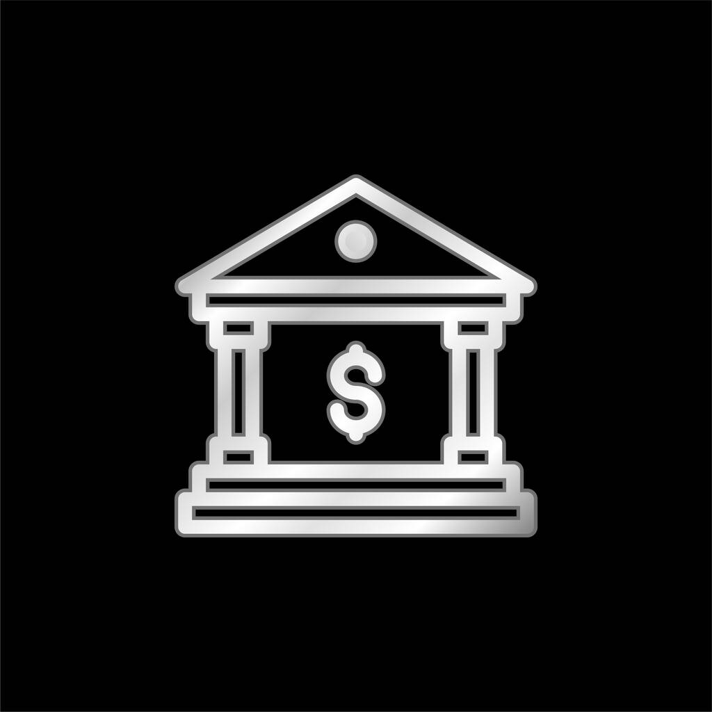Bankovní postříbřená kovová ikona - Vektor, obrázek