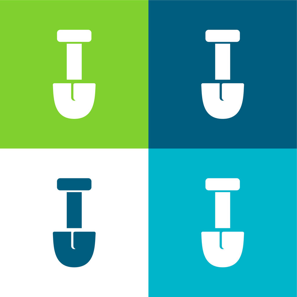Big Shovel płaski zestaw czterech kolorów minimalny zestaw ikon - Wektor, obraz