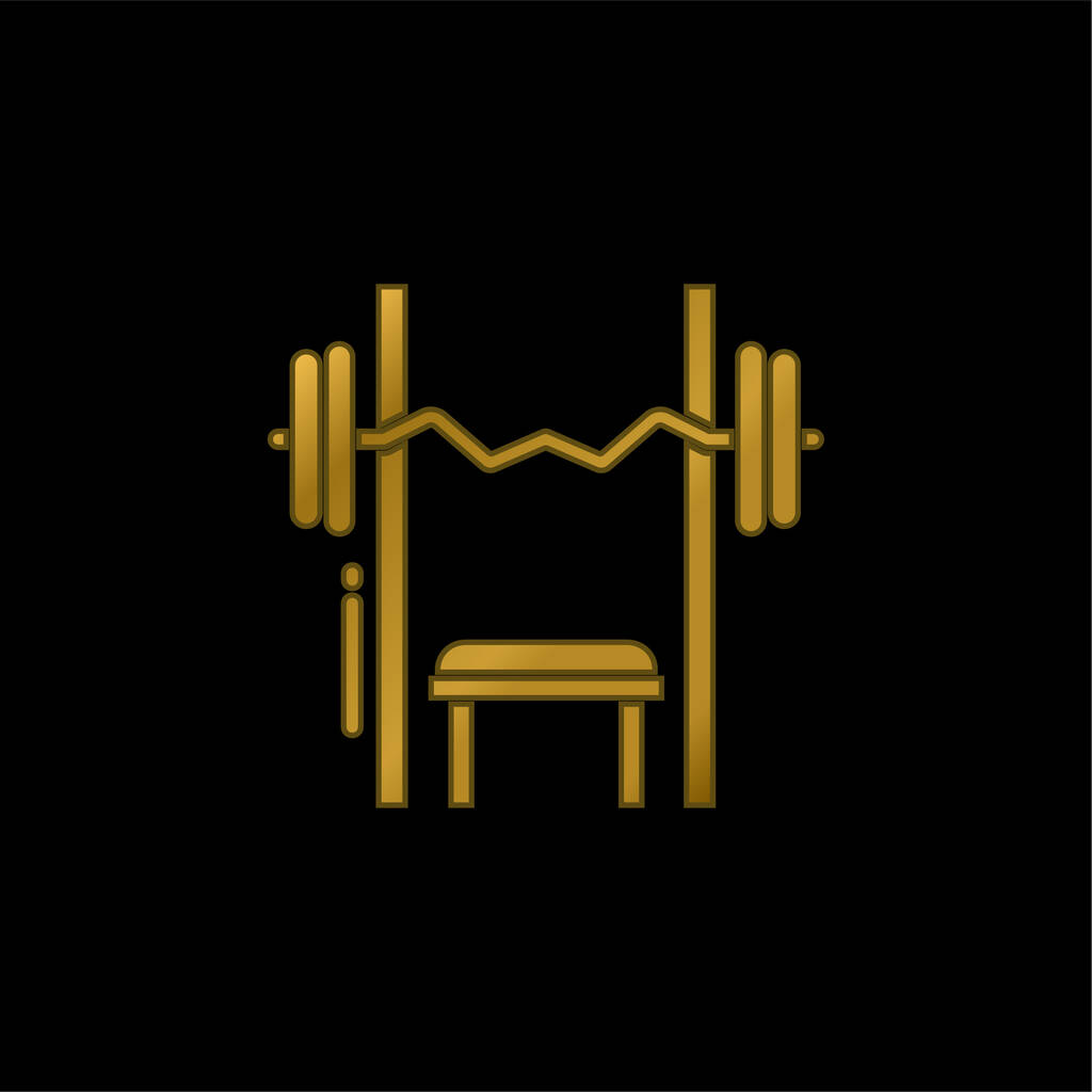 Bench Press gold plated metalic icon or logo vector - Vector, Image