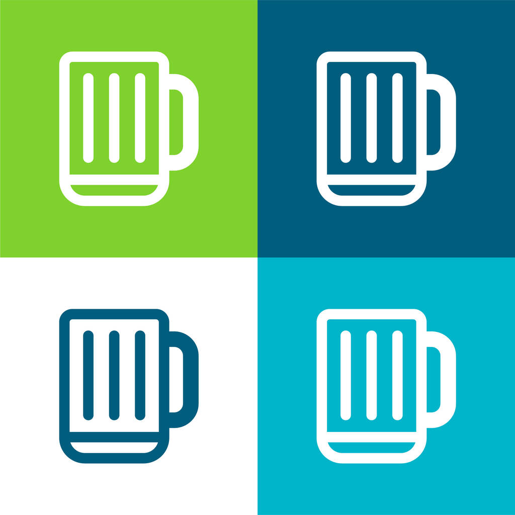 Pivo Stein Flat čtyři barvy minimální ikona nastavena - Vektor, obrázek