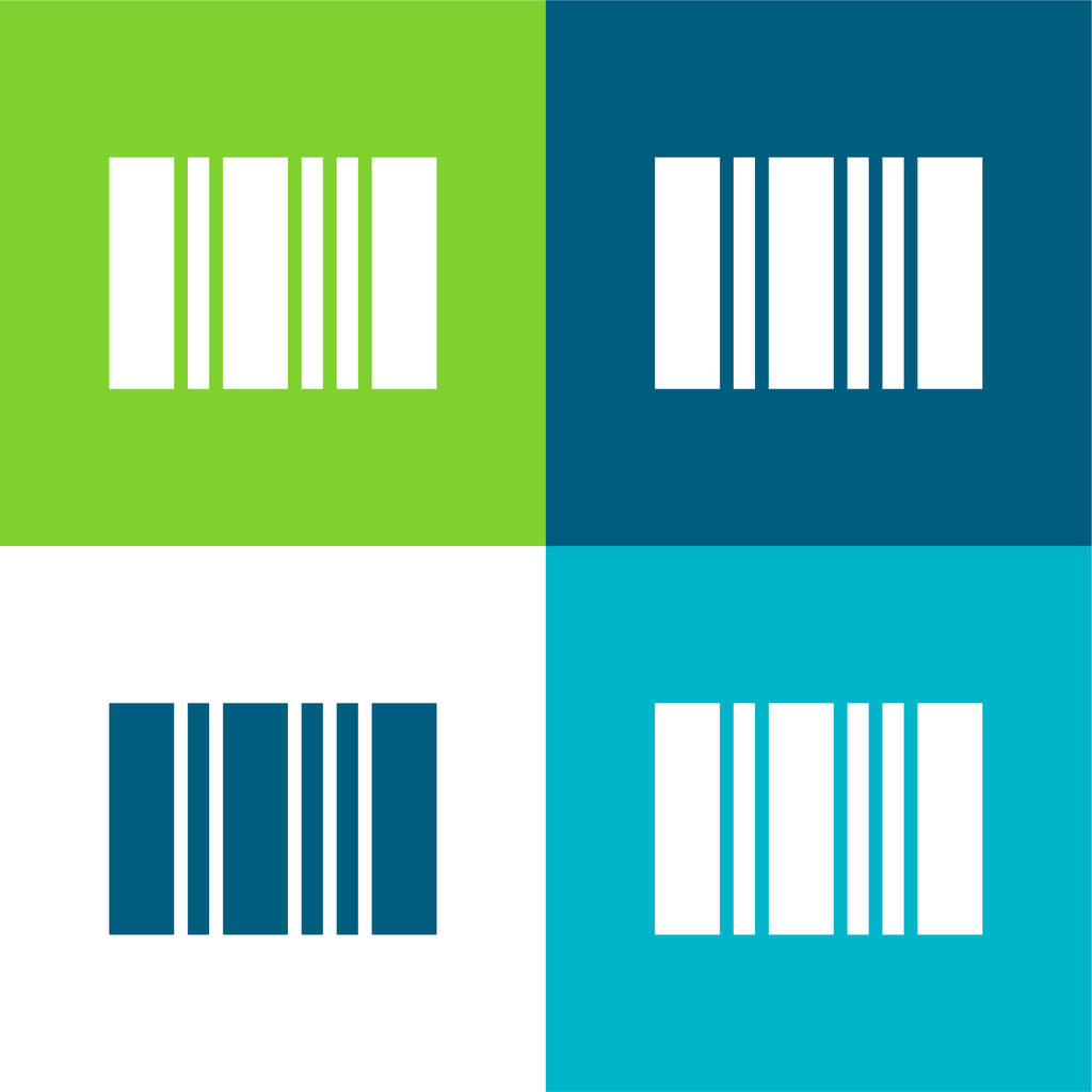 Bar Code Επίπεδη τεσσάρων χρωμάτων ελάχιστη σύνολο εικονιδίων - Διάνυσμα, εικόνα