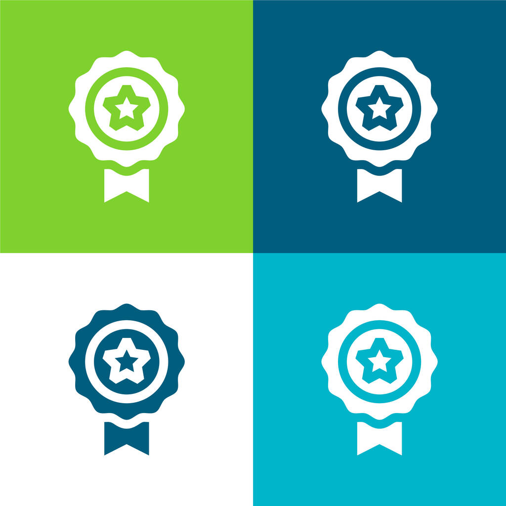 Díj Lakás négy szín minimális ikon készlet - Vektor, kép