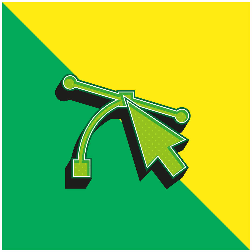 Freccia che indica alle linee del connettore logo moderno verde e giallo dell'icona vettoriale 3d - Vettoriali, immagini