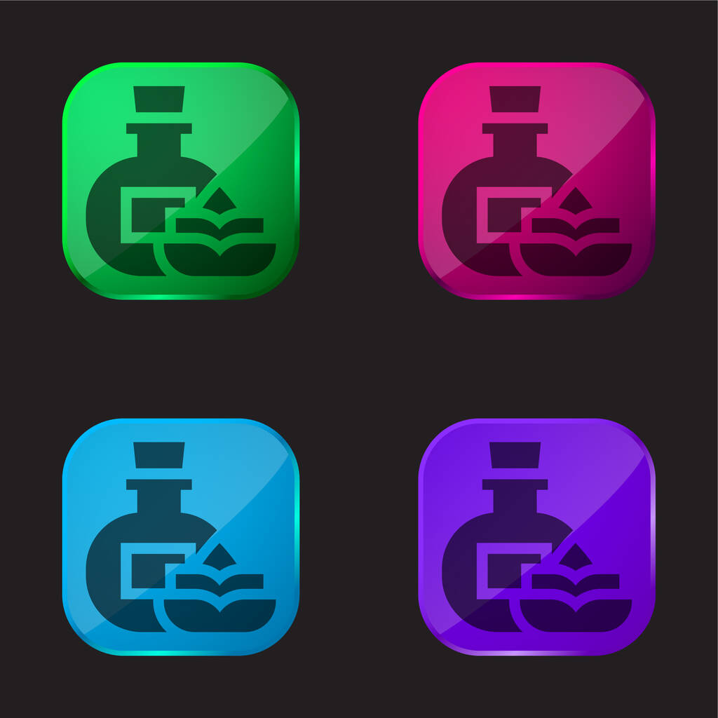 Aromaterapia icono de botón de cristal de cuatro colores - Vector, imagen