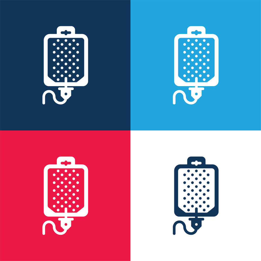 Transfusión de sangre azul y rojo conjunto de iconos mínimo de cuatro colores - Vector, Imagen