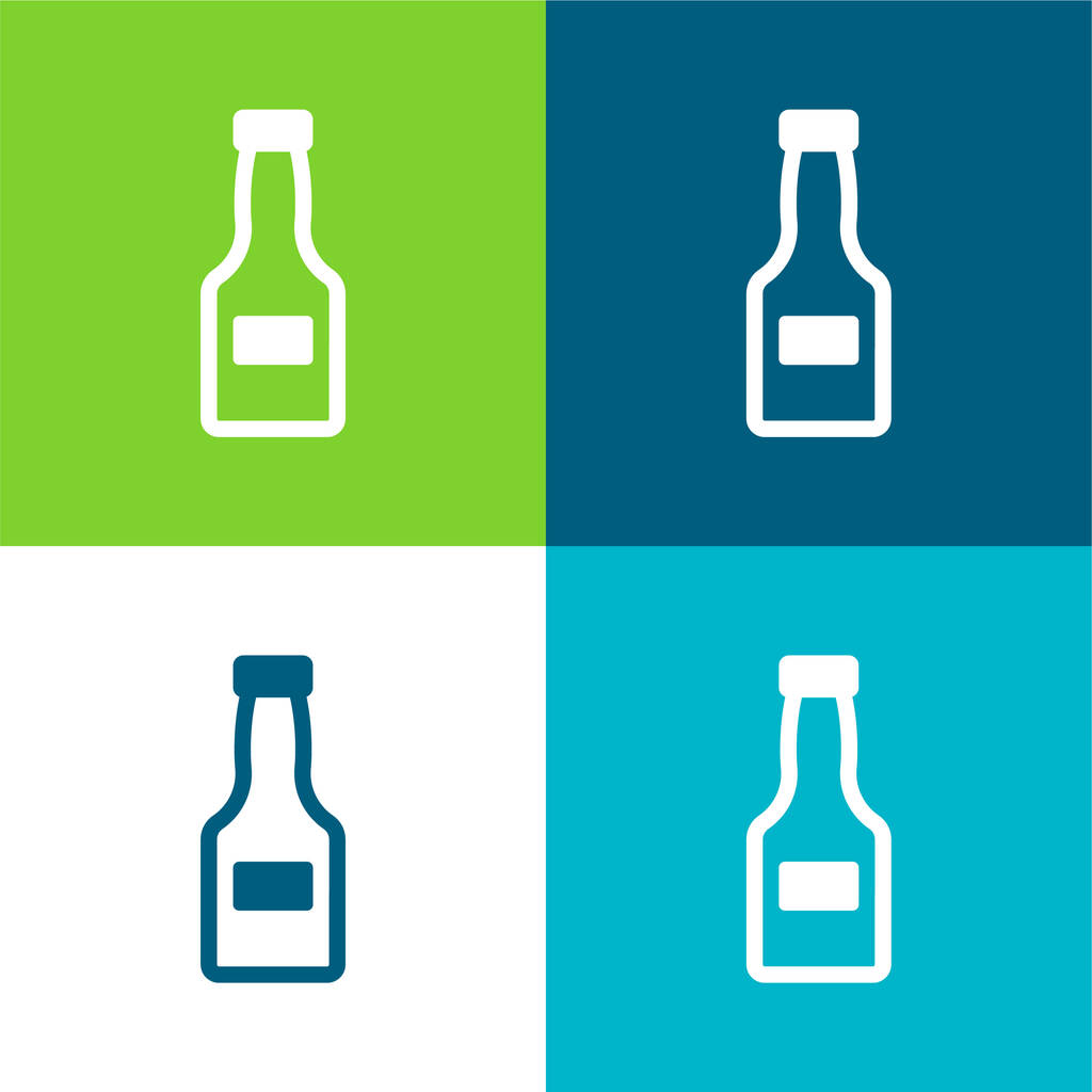 Bottle Closed Flat vier kleuren minimale pictogram set - Vector, afbeelding