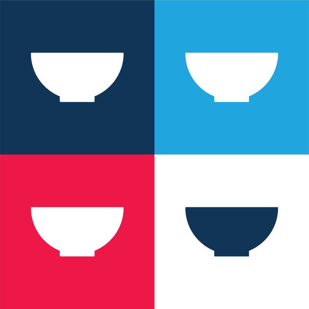 Schüssel blau und rot vier Farben minimales Symbol-Set - Vektor, Bild
